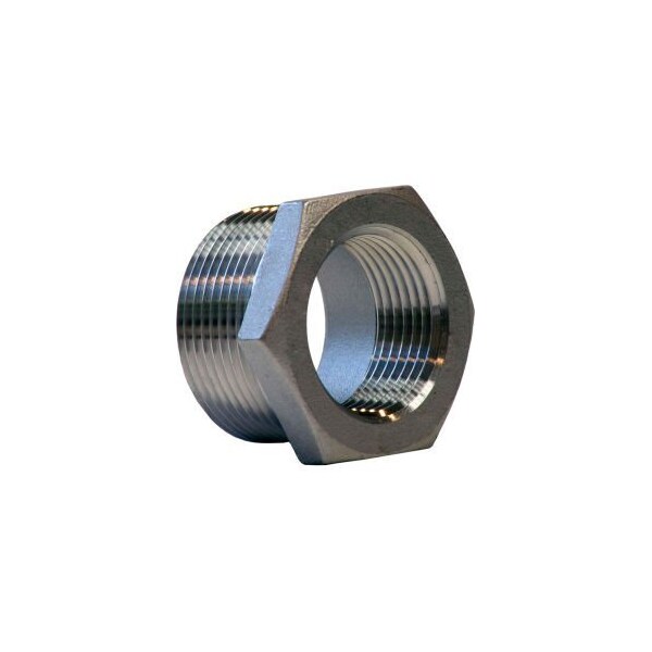 Merit Brass 1 In. X 1/2 In. 304 Stainless Steel Bushing - MNPT X FNPT - Class 150 - 300 PSI - Import K414-1608 - main